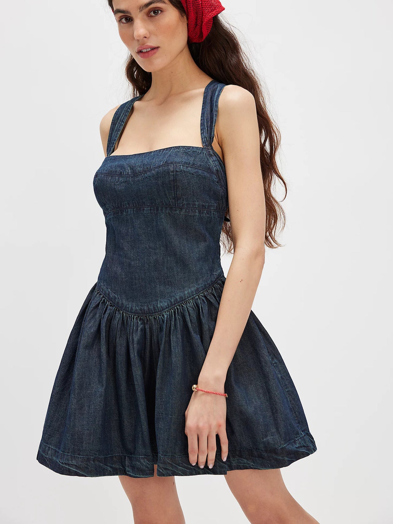 Women Summer Solid Backless Denim Dress 6