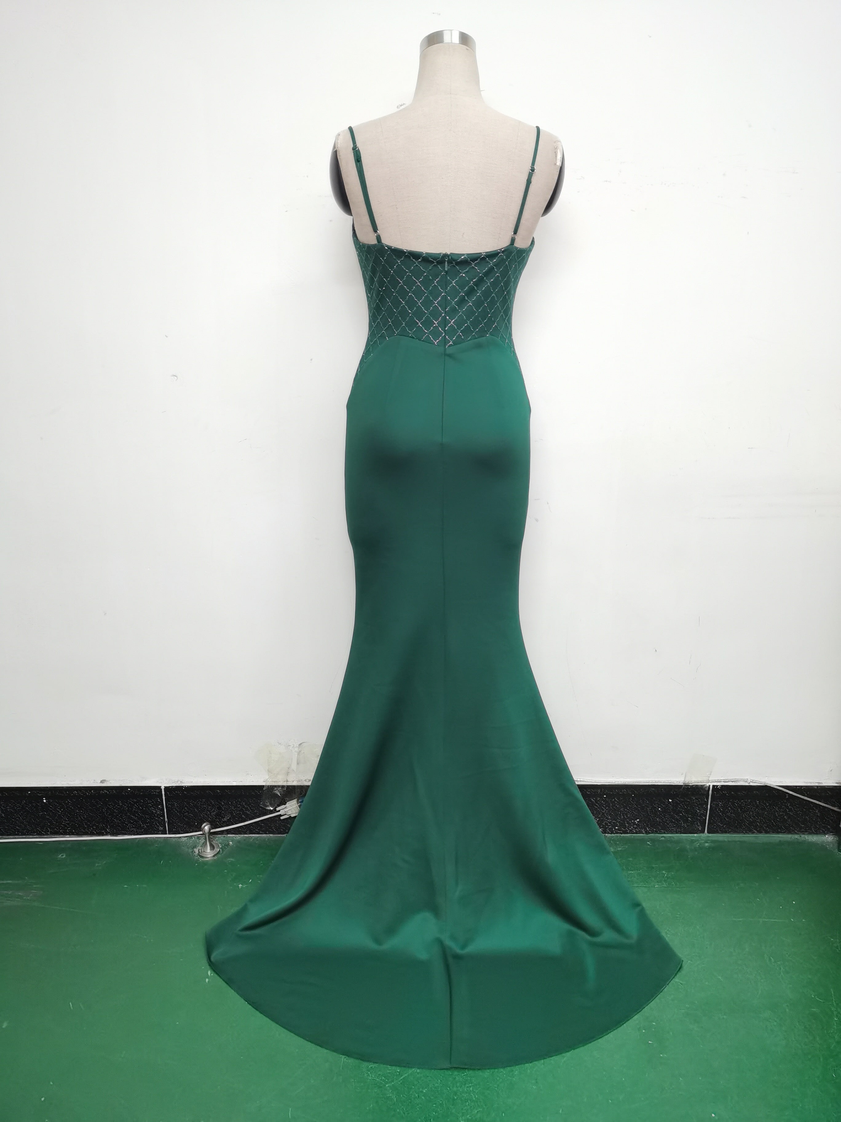 Women Fishbone Lace Sequin Formal Dinner Wedding Fishtail Evening Dress 43