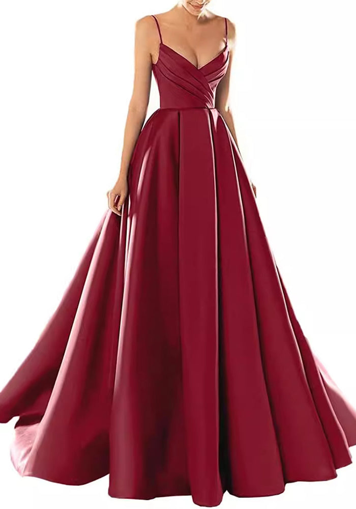 Women French Velvet Sequined Sexy V-Neck Strapless Evening Dress（Processing time need 3-6 days）