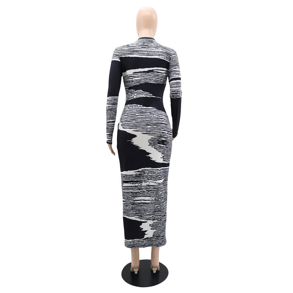 Women Printed Long Sleeve Maxi Dress 13