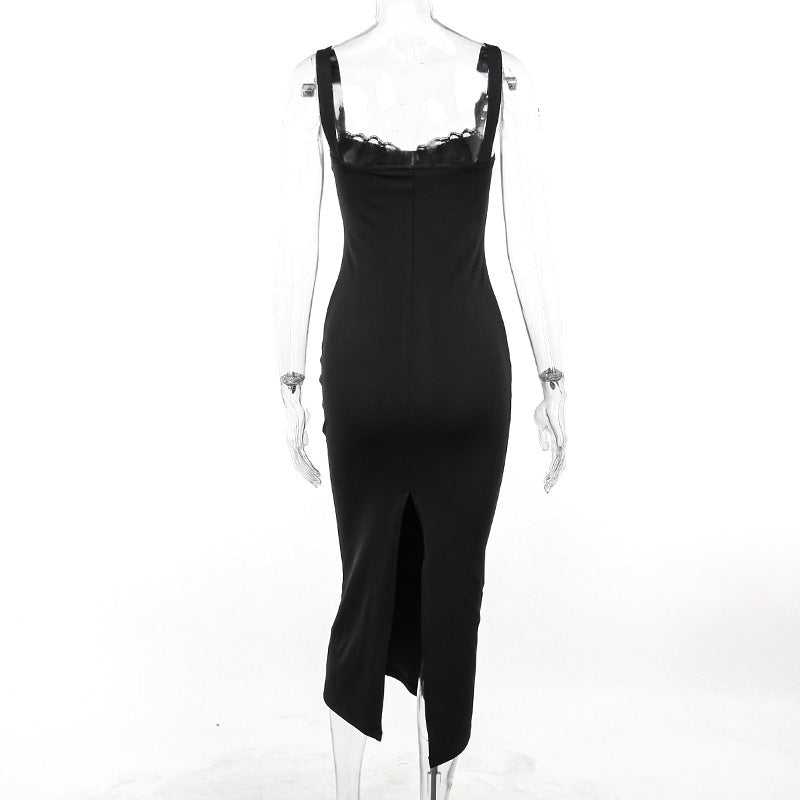 Summer Holidays Style Chic Sexy Slim Lace Patchwork Slit Strap Long Dress 20