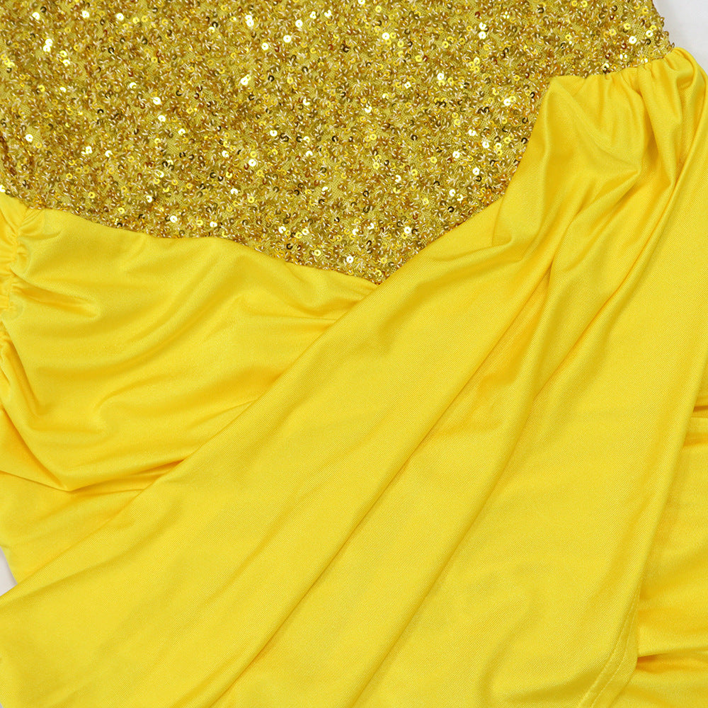 Women Sexy Sleeveless Round Neck Irregular Sequin Mini Dress 15