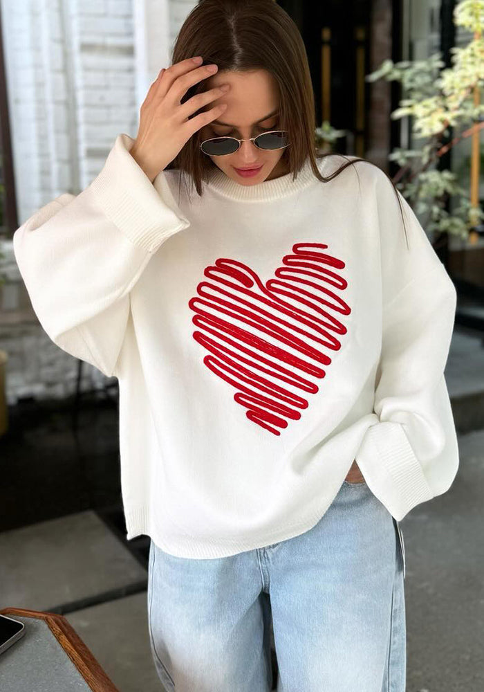 Women Heart Print sweater Top