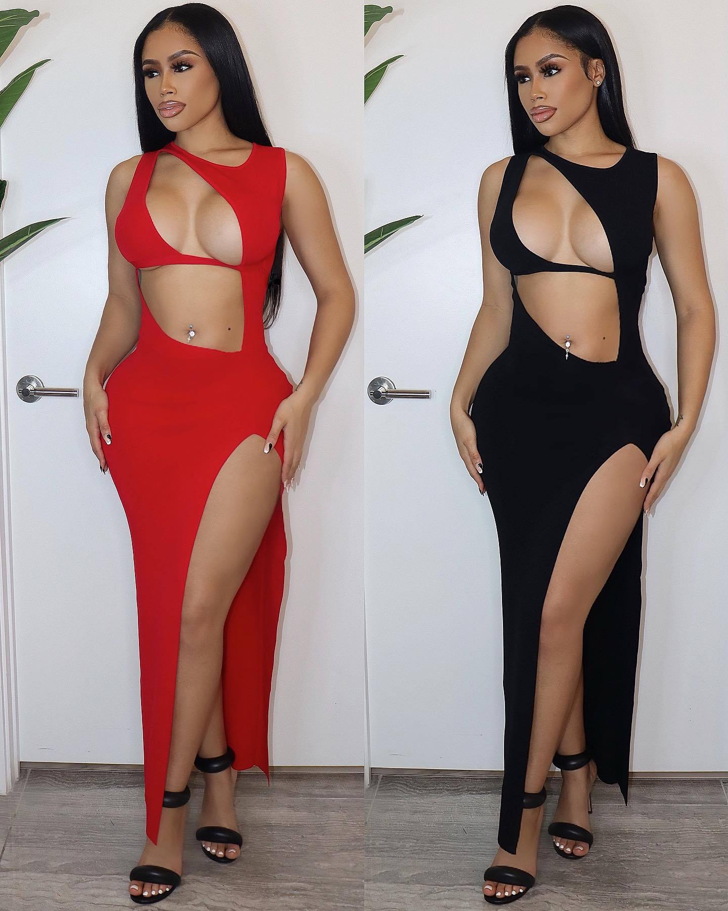 Spring summer women's fashion solid color asymmetrical sexy dress 5