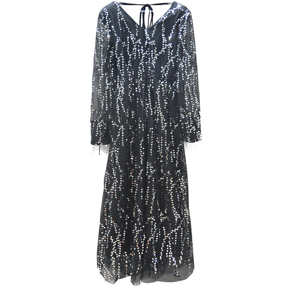Sexy V-Neck Fringed Sequin Dress For Women 7