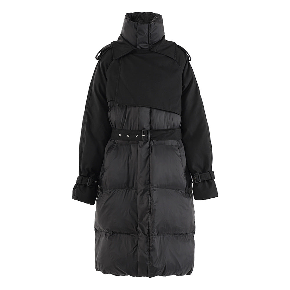 Winter Belt Slim Waist Patchwork Puffy Coat 6