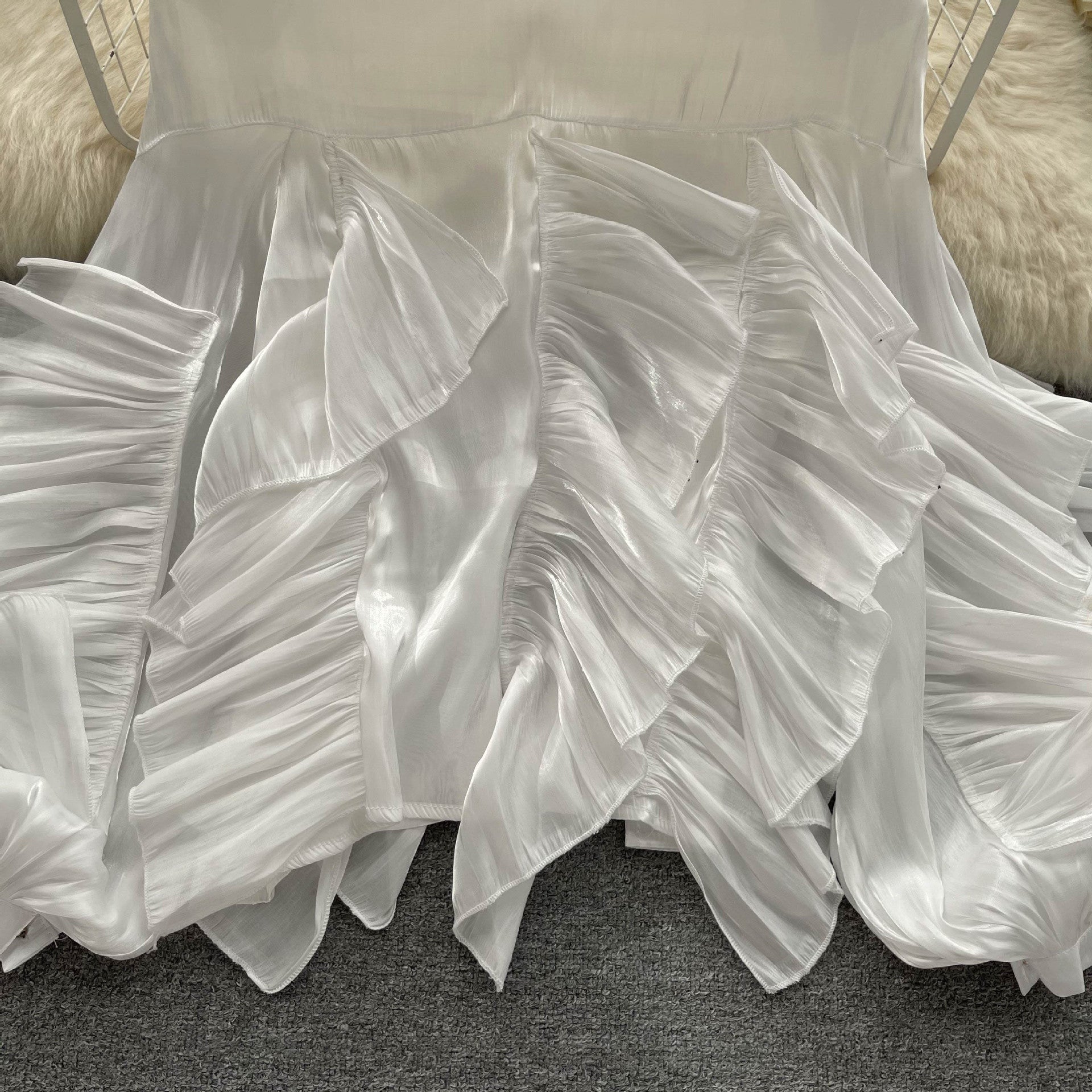 Irregular Ruffled Long-Sleeve Chiffon Blouse Autumn Loose Shirt 9