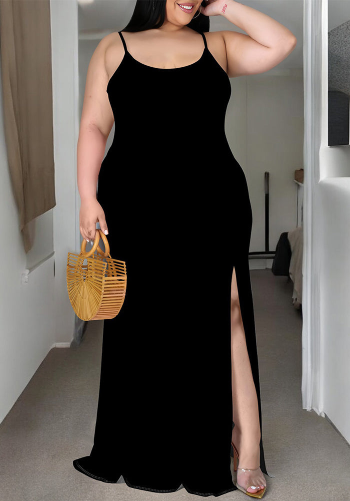 Plus size women solid bodycon strap dress