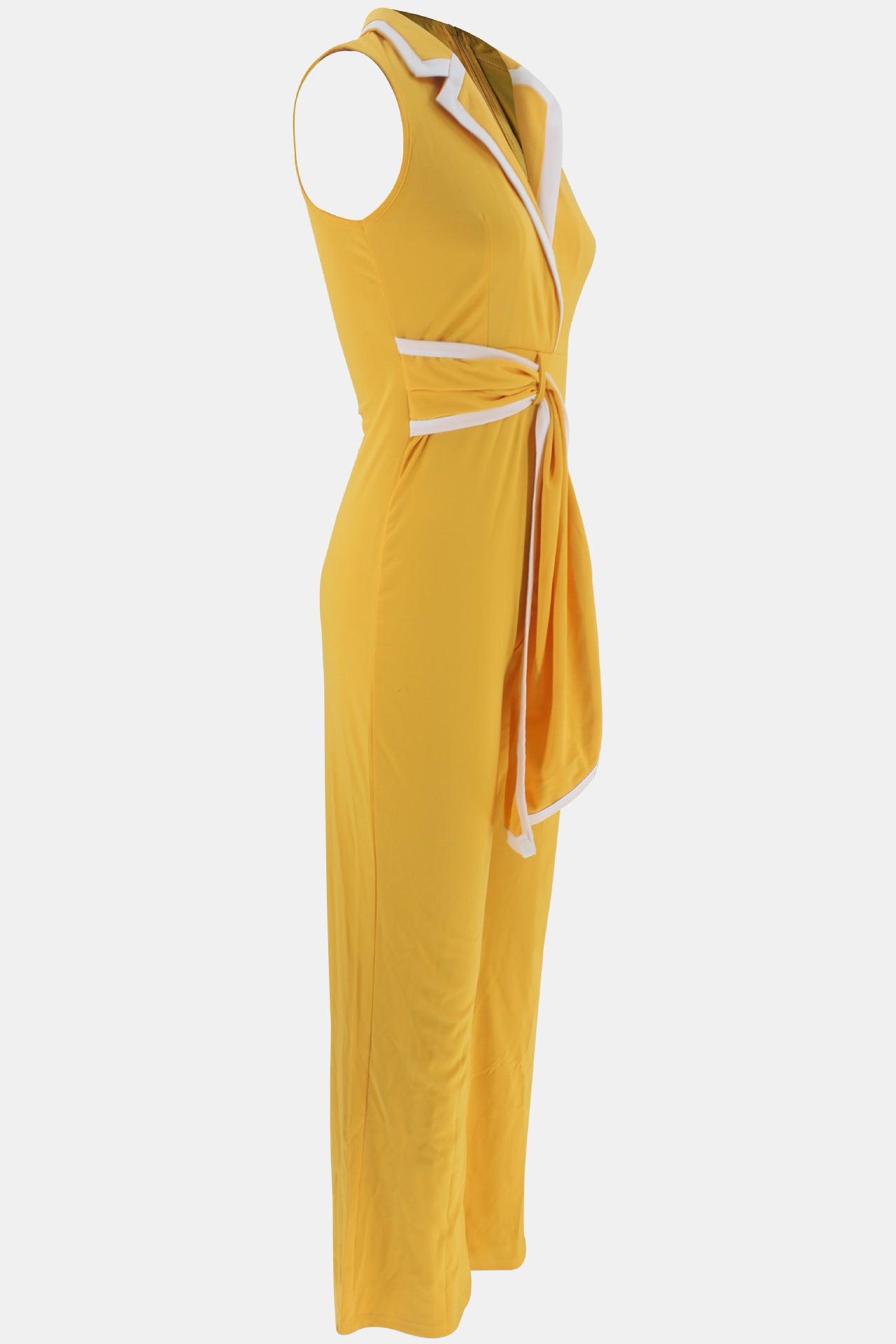 Summer Women's Fashionable V-Neck Chic Elegant Sleeveless Wide Leg Jumpsuit 34