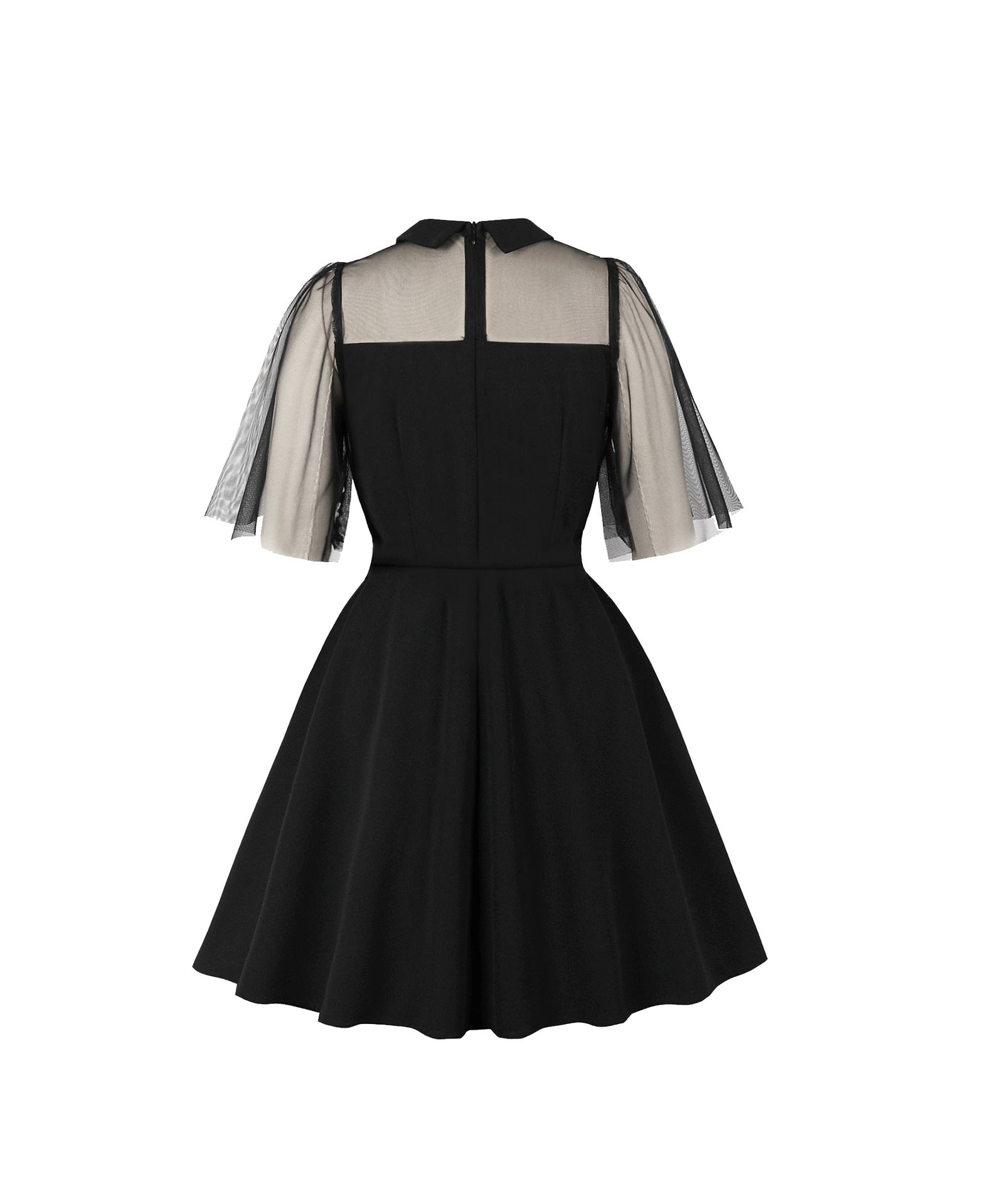 Women's Slim Waist Turndown Collar Short Sleeve High Waist Chic A-ine Dress 3