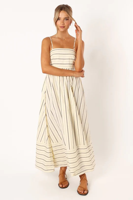 Striped sleeveless straps backless casual dress 3