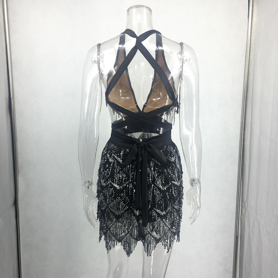 Tassel Sexy Nightclub Dress Autumn Party Wear 12