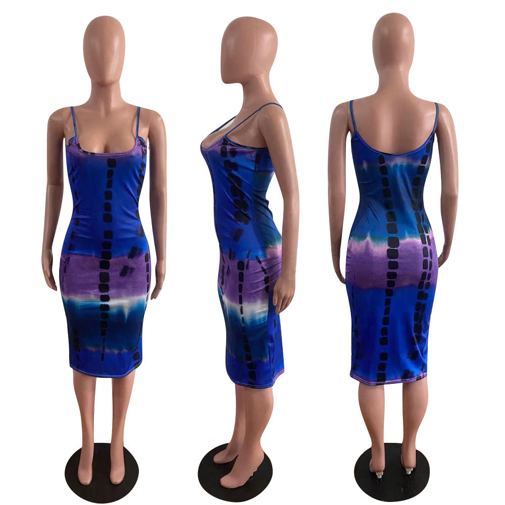 Ladies Fashion Casual Print Strap Dress 11