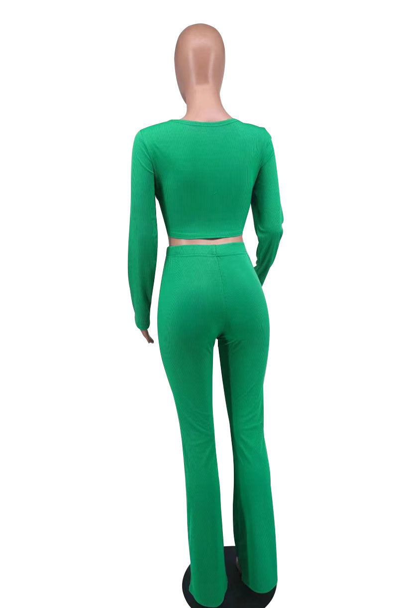 Women Autumn Casual Long Sleeve Top and Pant Two-piece Set 9