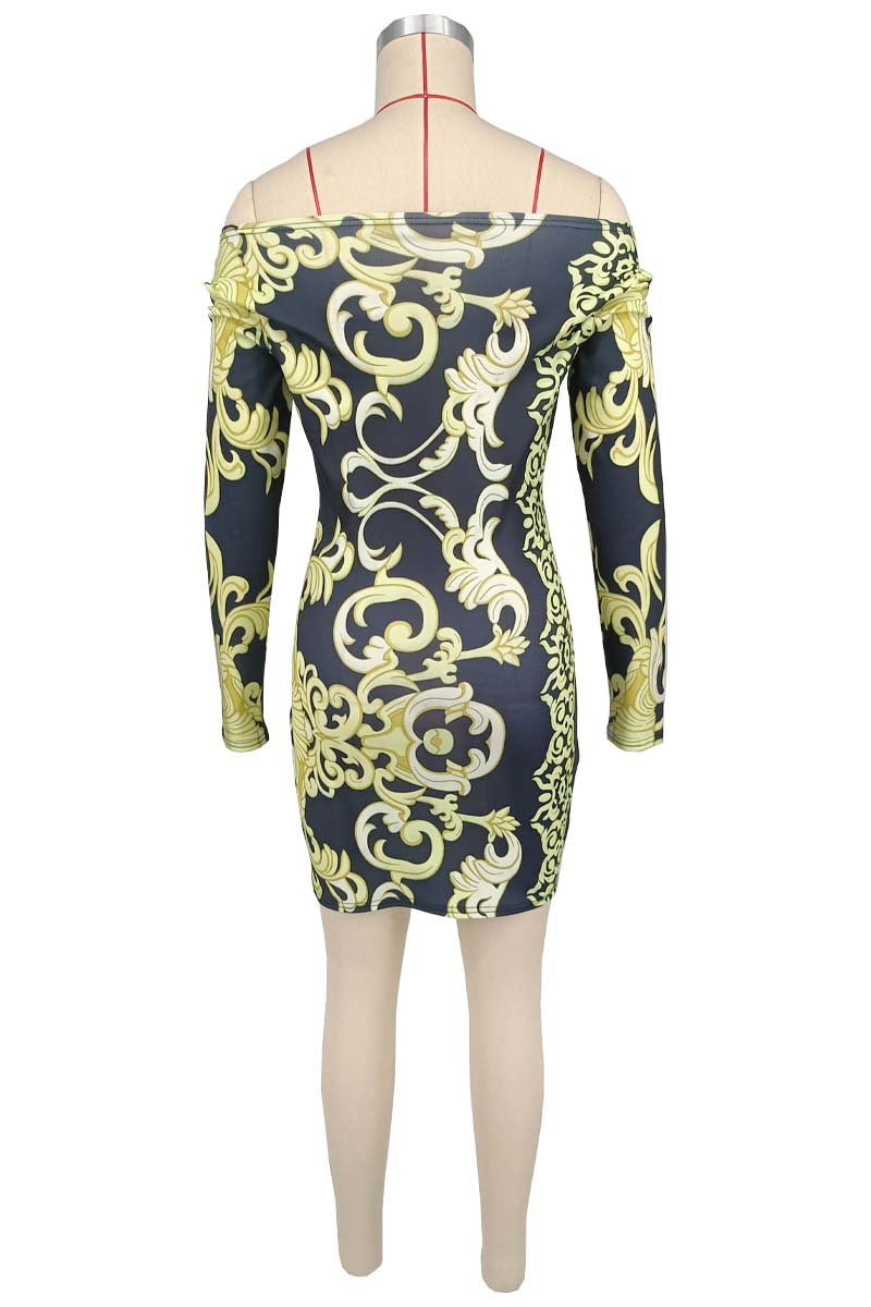 Women Off Shoulder Long Sleeve Bodycon Dress 4