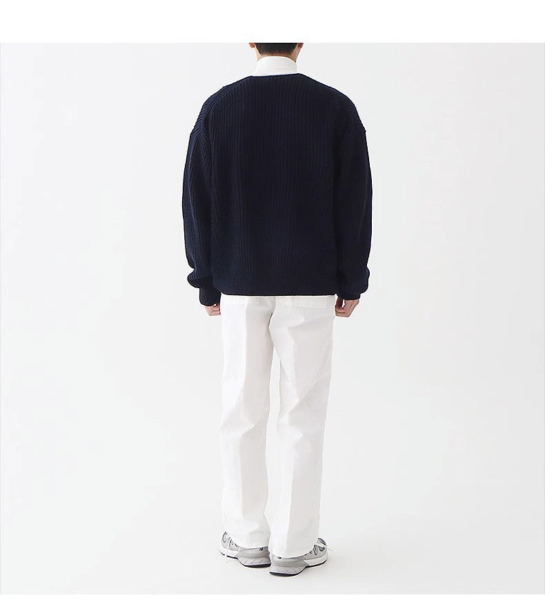 Men's Casual Solid Round Neck Knitting Cardigan Jacket 18