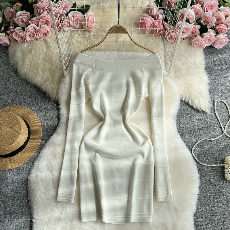 Women sexy Off Shoulder long-sleeved Bodycon sweater dress 6
