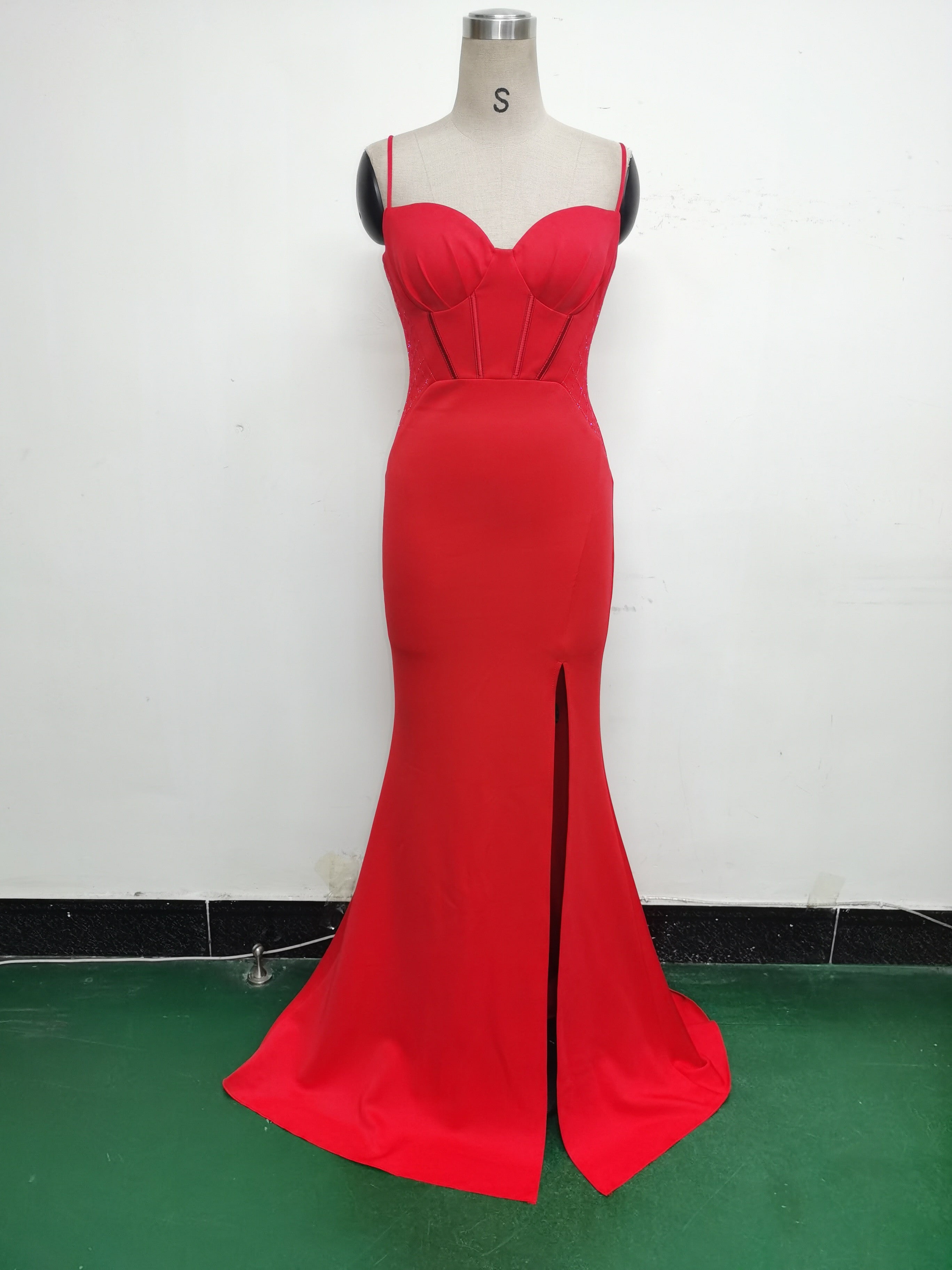 Women Fishbone Lace Sequin Formal Dinner Wedding Fishtail Evening Dress 42