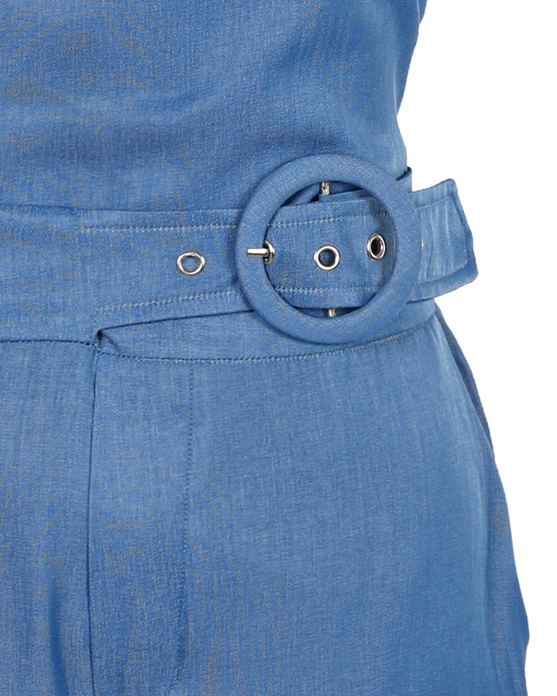 Summer Ruffle Edge Patchwork Suspender Top + Pants Two-piece Set 5