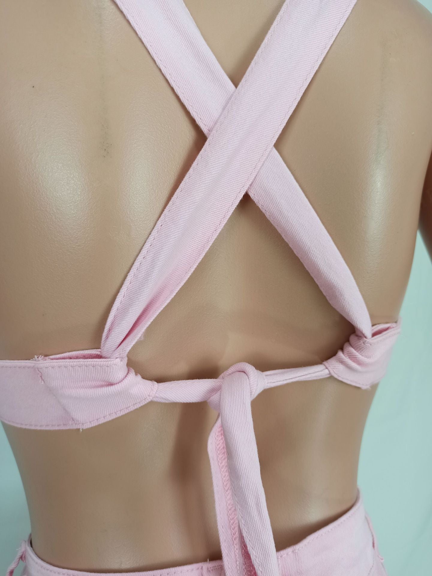 Ladies Fashion Sexy Solid Color Denim Two-Piece Shorts Set 15