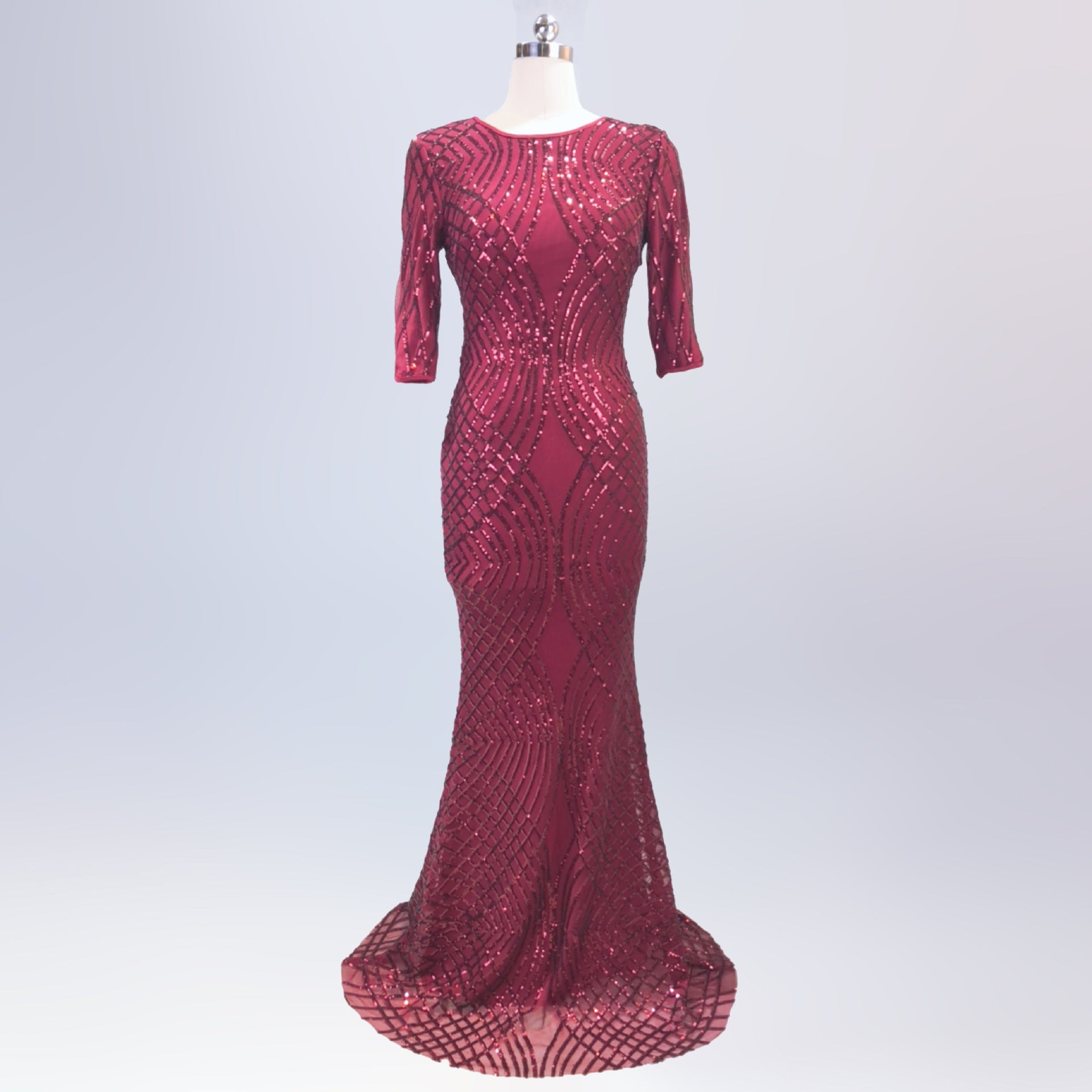 Long Sleeve Dress Women'S Sequin Slim Fit Mermaid Evening Long Gown 10