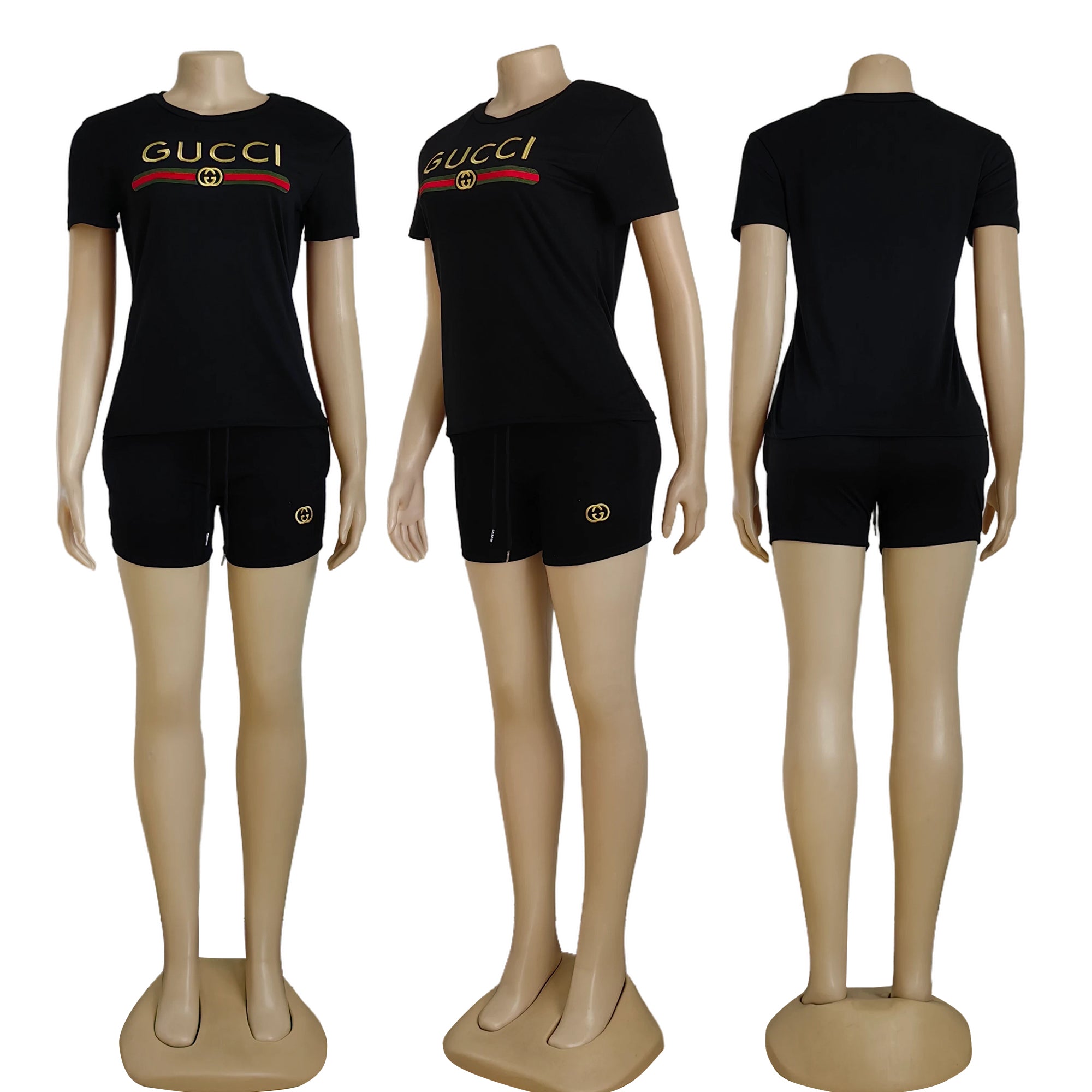 Women's Fashion Casual Embroidered Cotton two piece Shorts Set 4