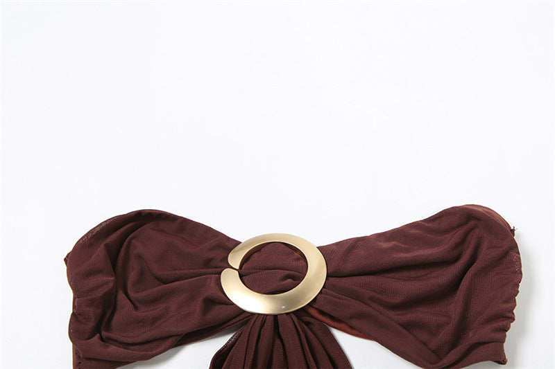 Women Summer Street Trend Mesh See-Through Sleeveless Halter Neck Dress 14