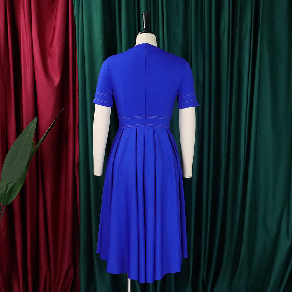 Plus Size Women's Summer Chic Elegant Oversized A-Line Short Sleeve Dress 16