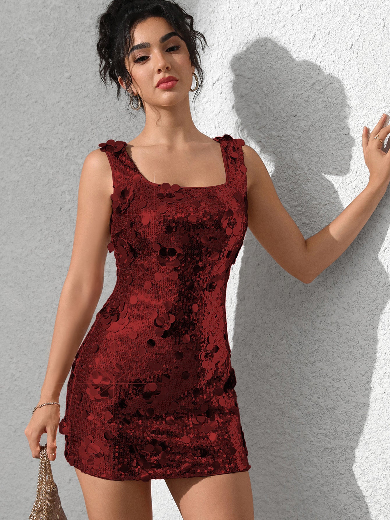 Women's Sexy Slim Sequined Strap Nightclub Dress 16