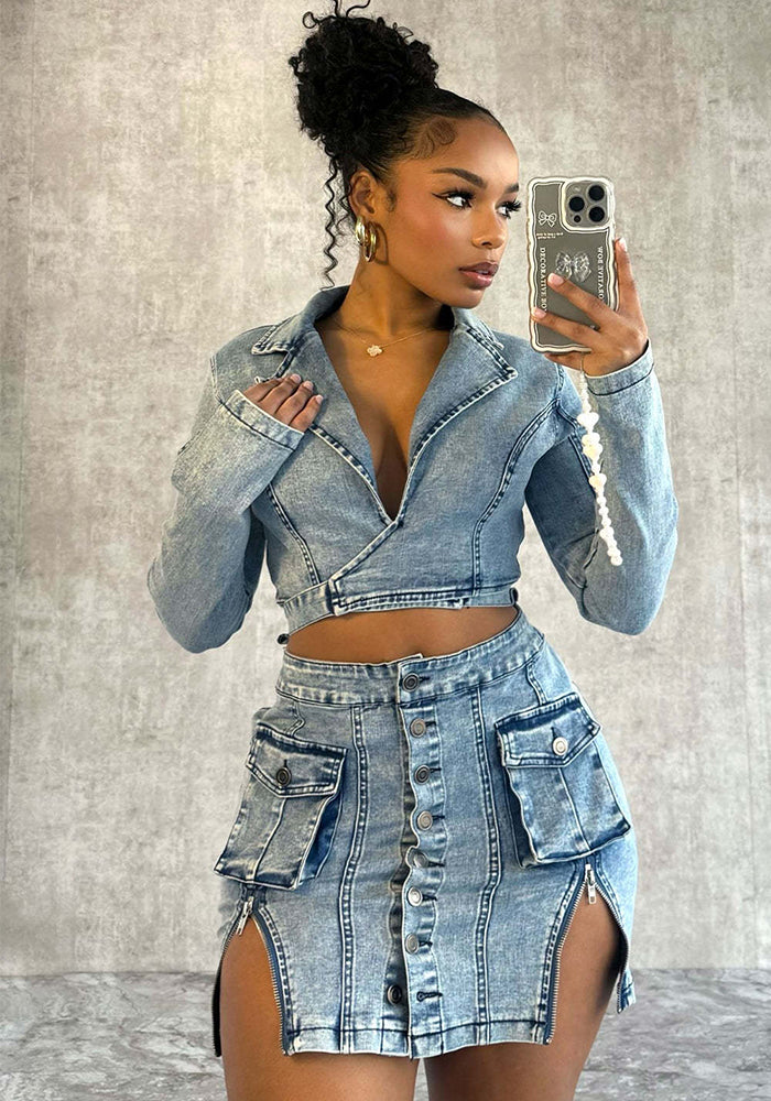 Women Sexy Long Sleeve Denim Dress