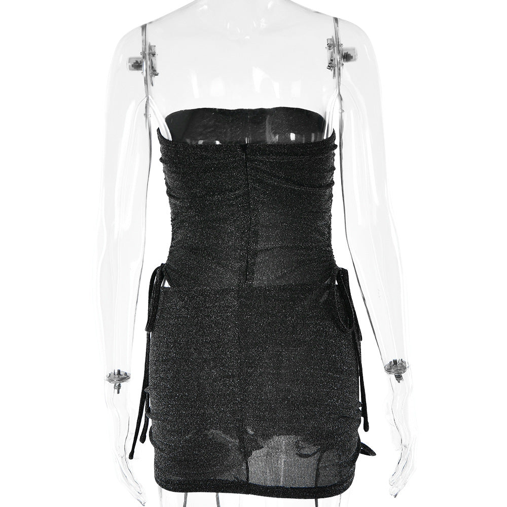 Women Summer Sexy Drawstring Top and Skirt Two-piece Set 13