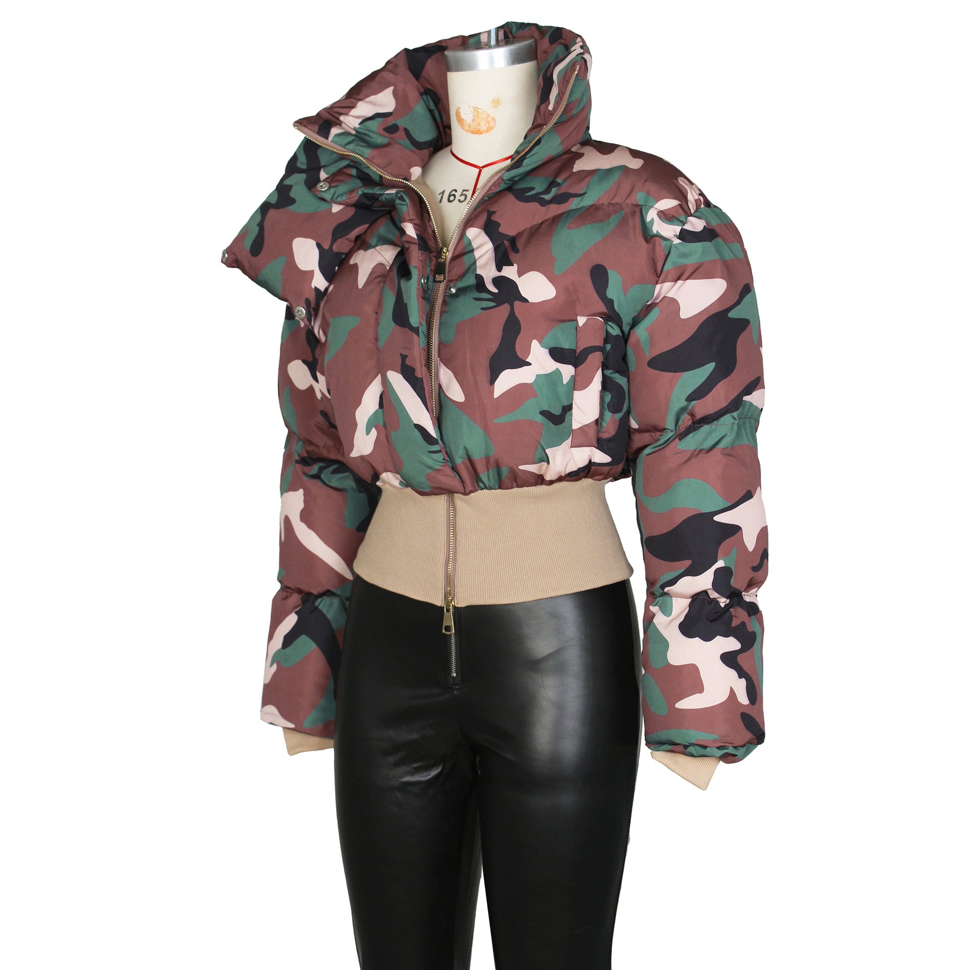 Autumn And Winter Women's Fashion Camouflage Print Short Warm Jacket Cotton-Padded Coat 9
