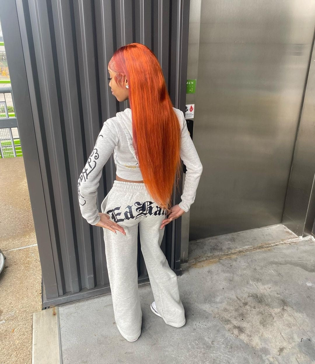 Women Zipper Printed Long Sleeve Top and Pant Two-piece Set 7