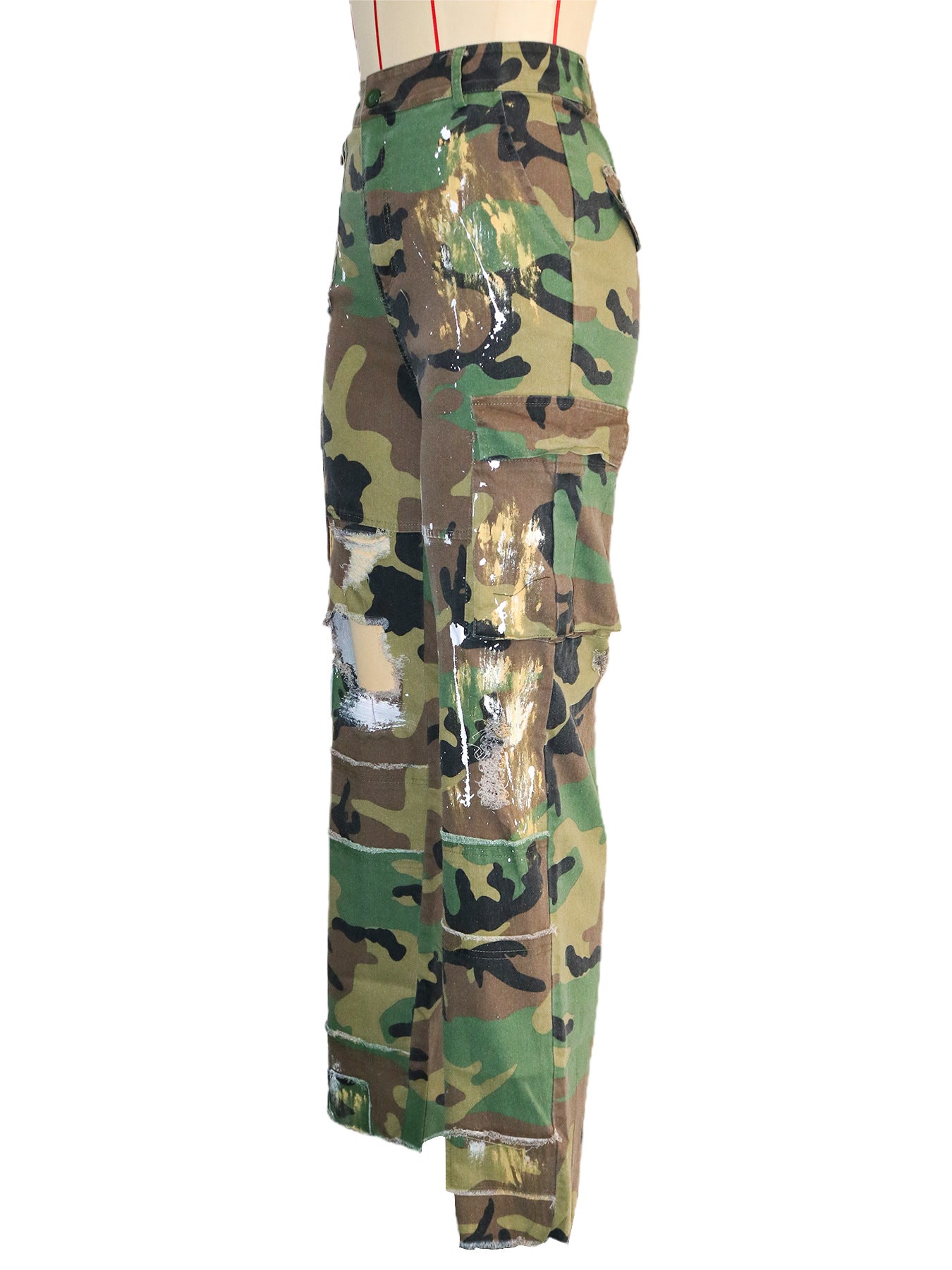 Women Casual Camouflage Print Pocket Cargo Pants 10
