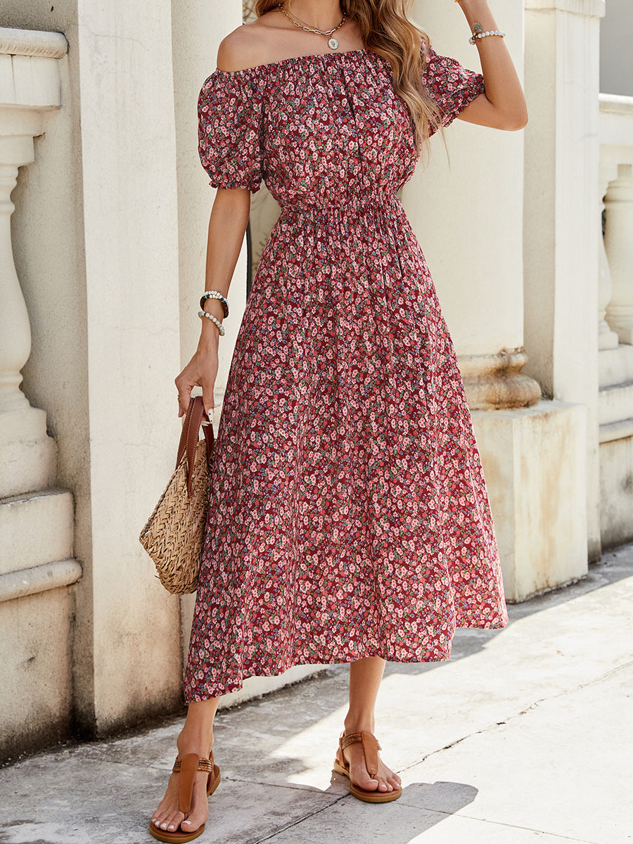 Women Floral Off Shoulder Short Sleeve Dress 6