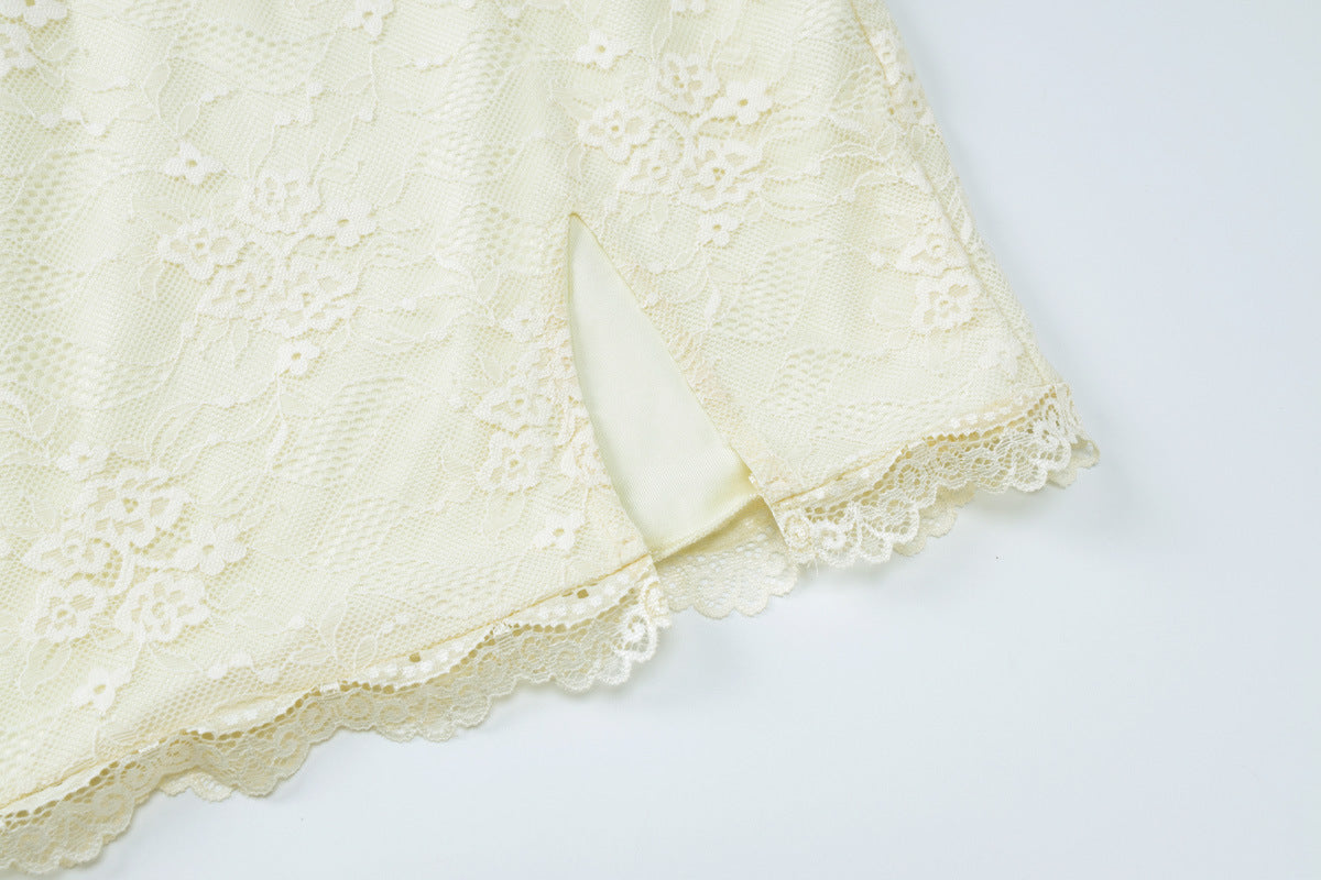 Women summer sexy v-neck lace slit Bodycon Dress 12