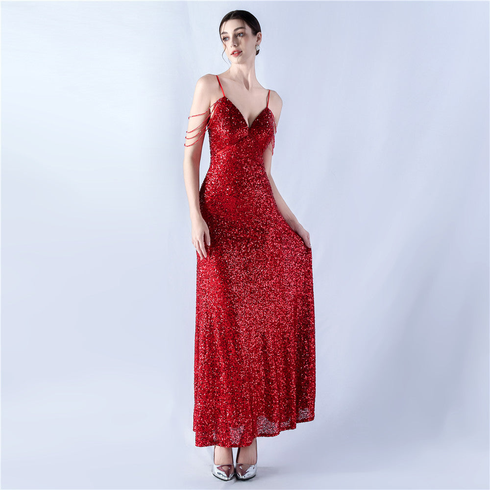 Women mesh sequined evening dress 16