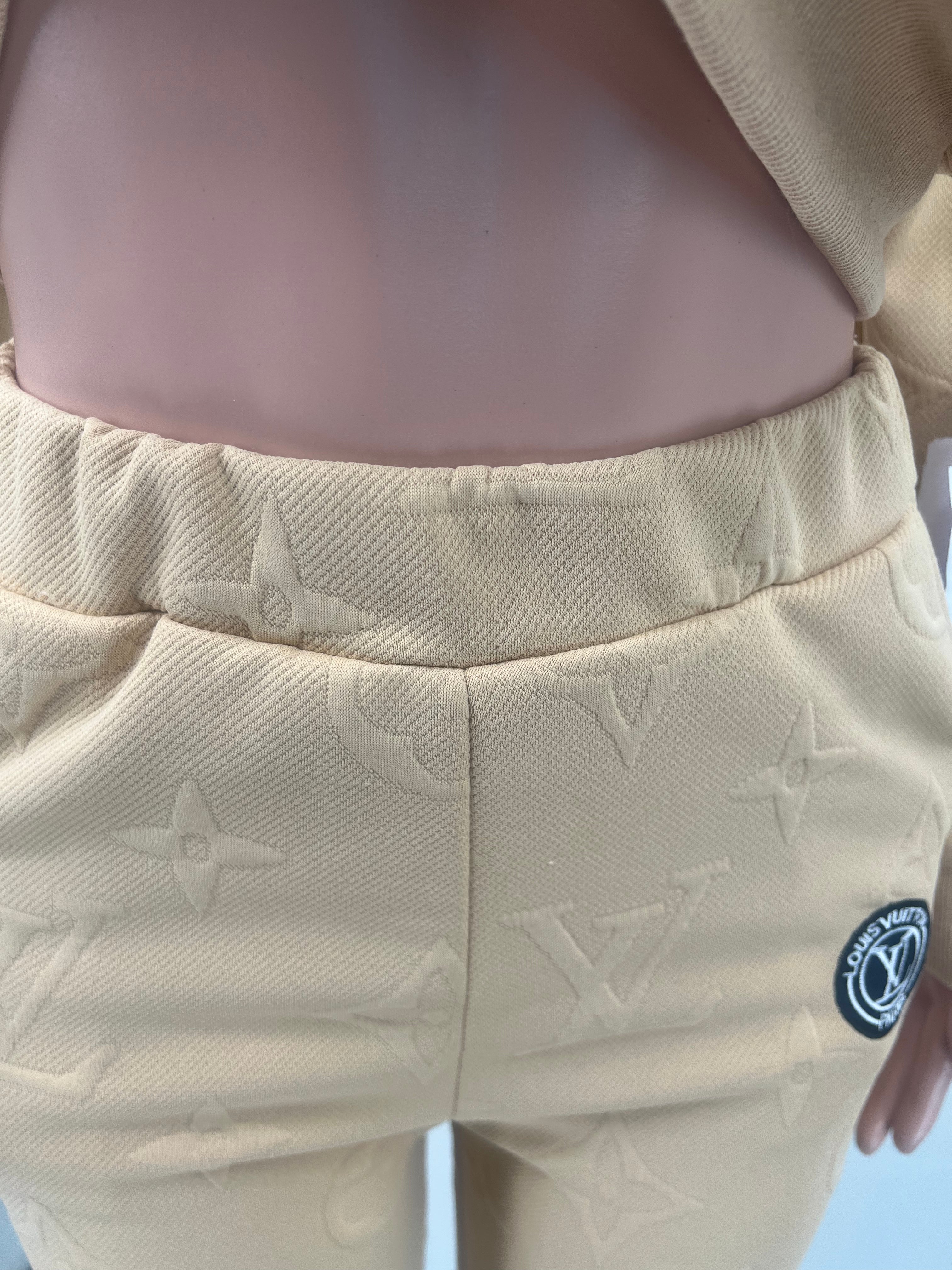 Women Embossed Embroidered Sport Ribbed Zipper Top and Pant Two Piece 29