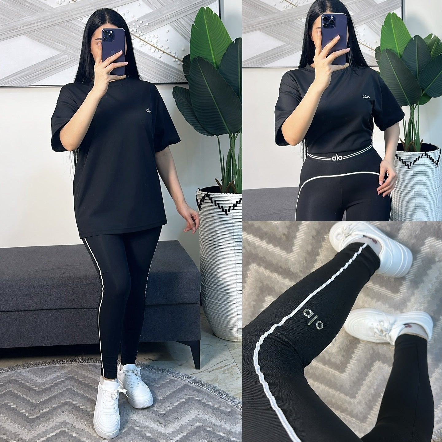 Yoga Wear Autumn Fashion Letter High Waist Yoga Pants Solid Color Sportswear Set 9
