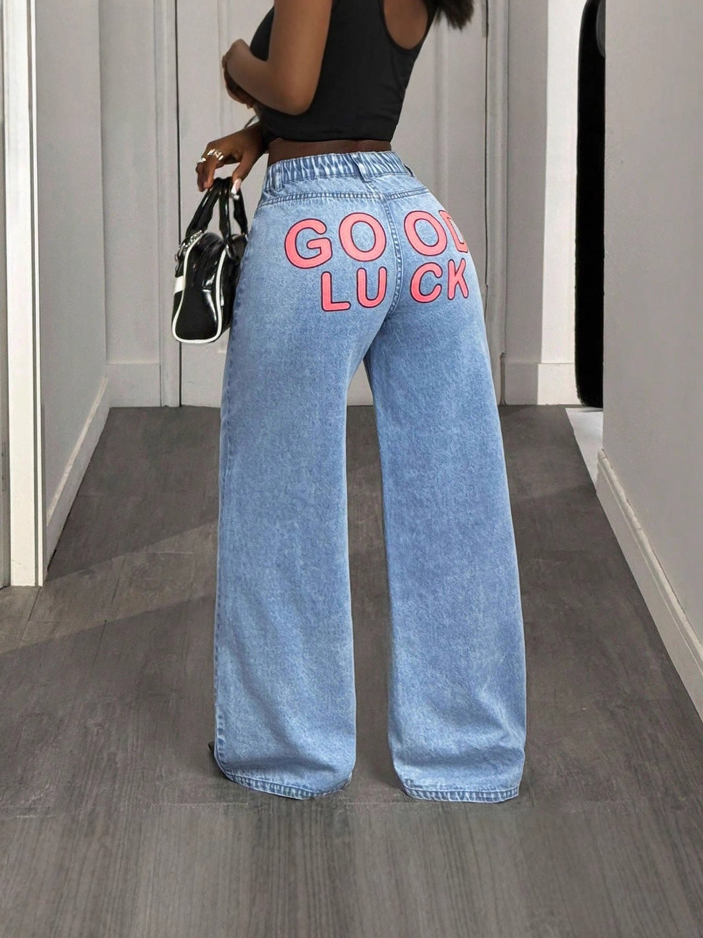 Women's Wide Leg Loose Straight Denim Pants 5