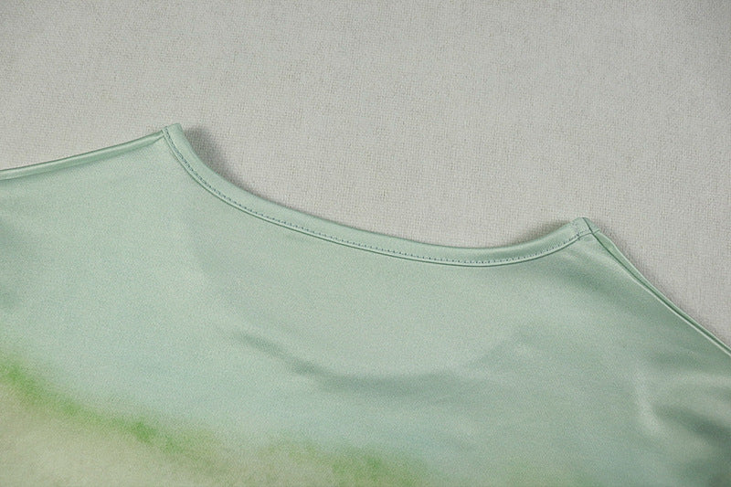 Career Women's Print Pleated Waist Tie Slim Fit Bodycon Round Neck Long-Sleeve Dress 14