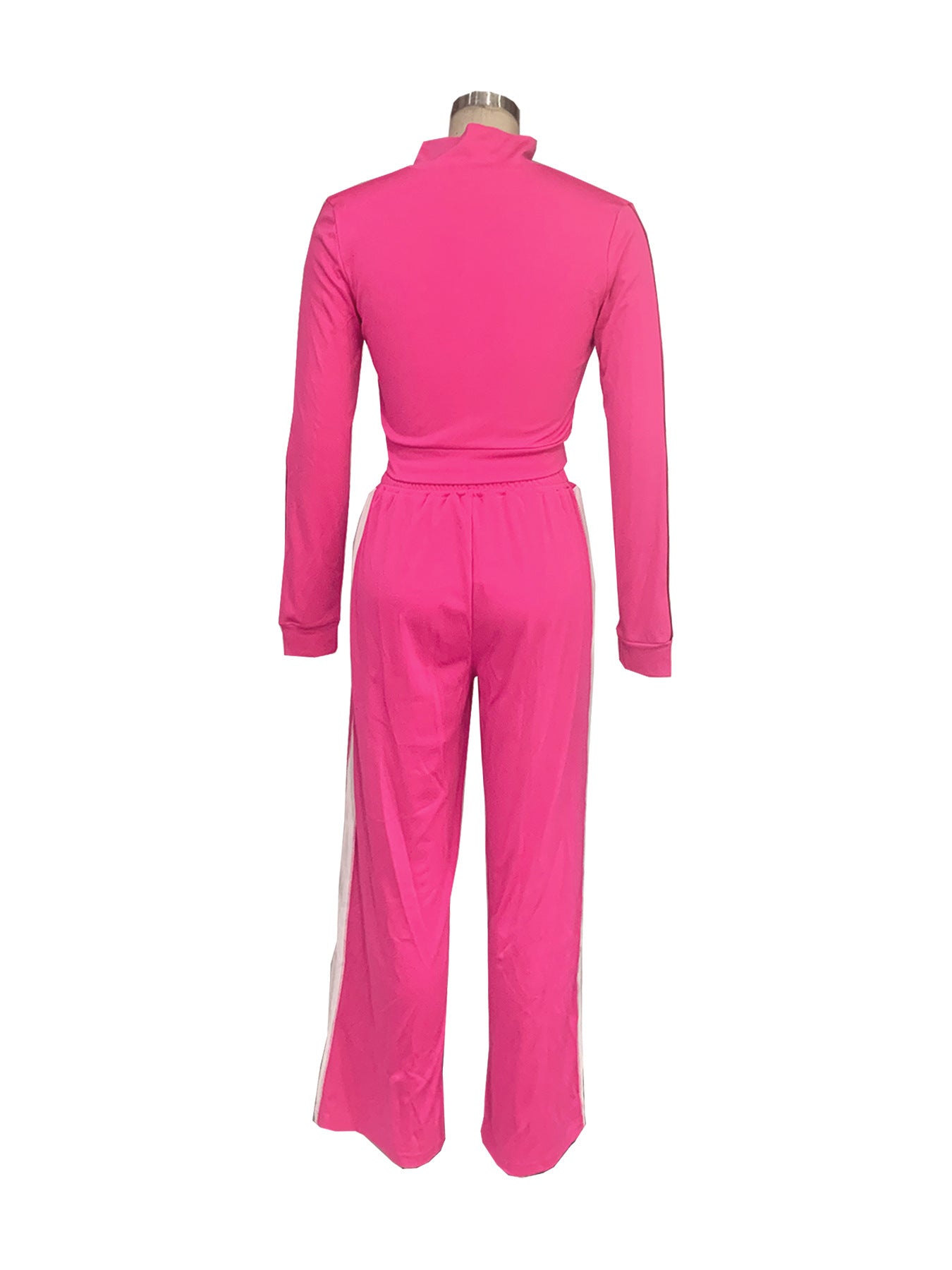 Women Style Street Zipper Contrast Patchwork Top and Pant Set 19