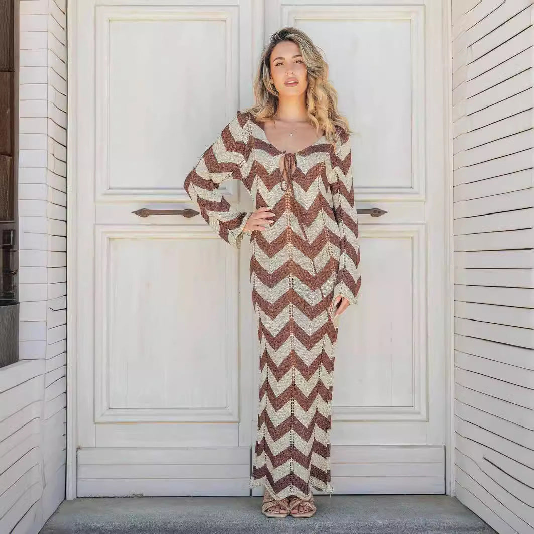 Women autumn double-sided lace hollow sexy beach dress 9