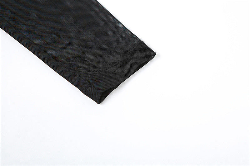 Autumn And Winter Women's Fashion Halter Neck Sexy Low-Cut Mesh Patchwork Bodycon Dress 13