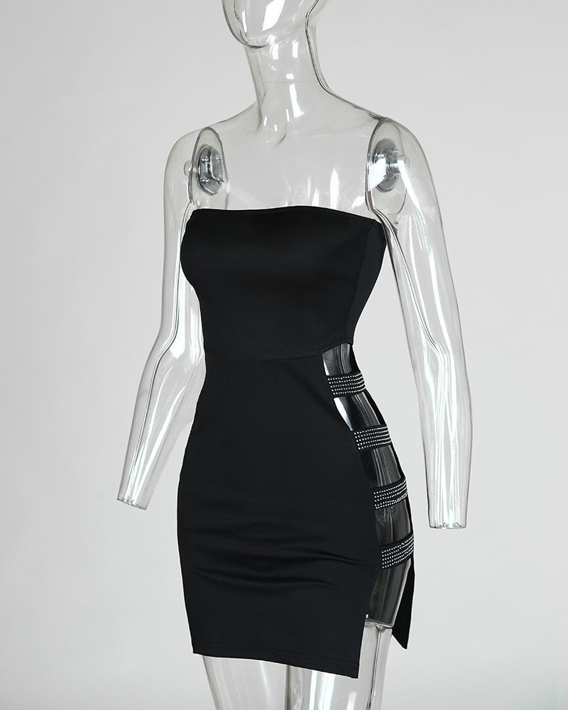 Hollow Strapless Mini Bodycon Slim Nightclub Dress 3