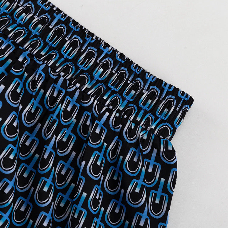 Autumn Chic Outfit Printed Long Sleeve Turndown Collar Shirt Wide-Leg Pants Fashion Two-Piece Suit 14