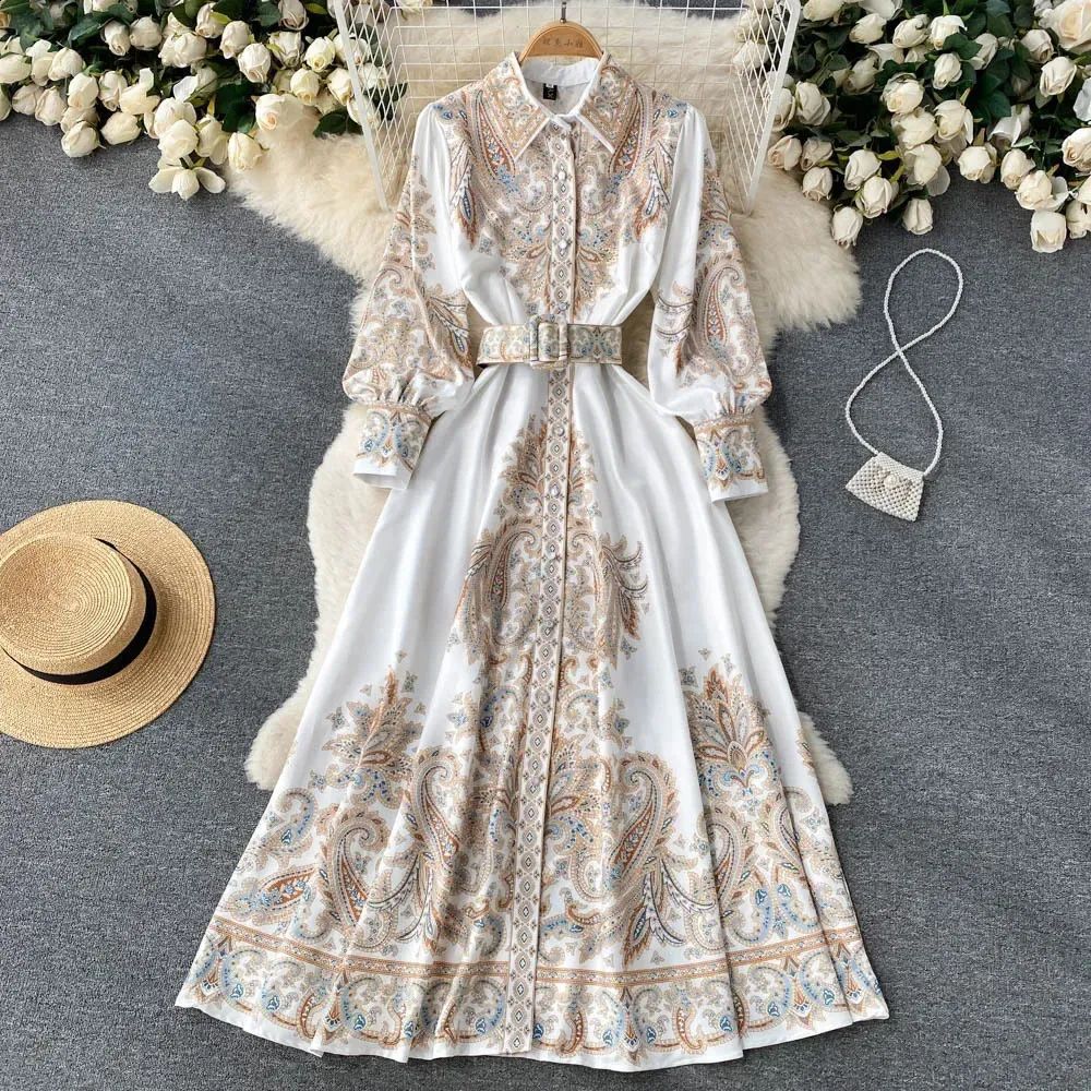 Women Vintage Print French Dress 4