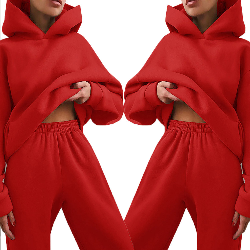 Fall/Winter Women Casual Solid Hoodies + Pant Two Piece 6