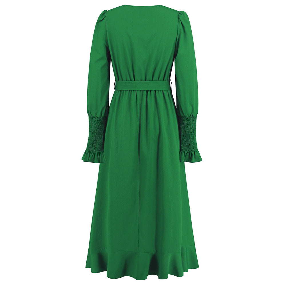 Plus Size Women V-Neck Ruffled Lace Dress 19