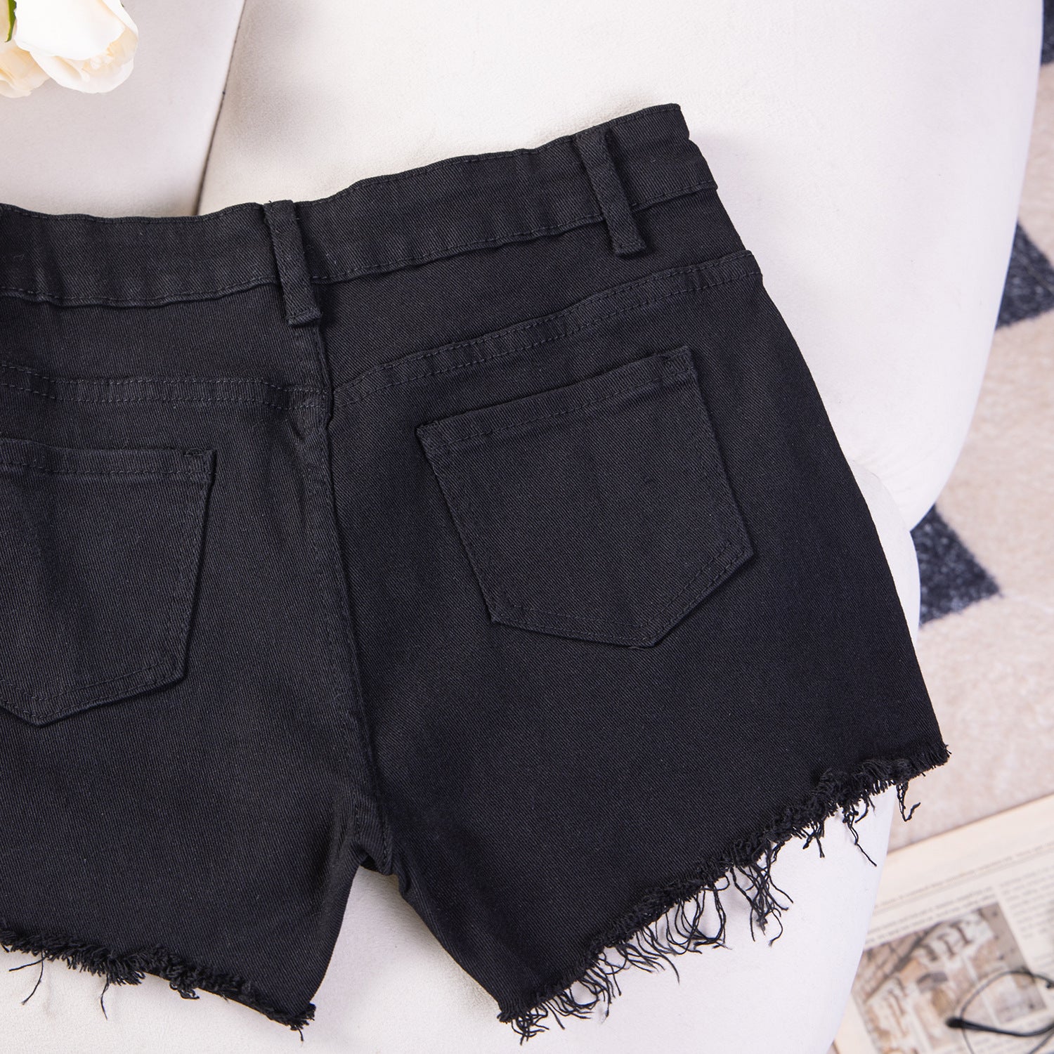 Sexy Casual High-Waist Plus Size Ripped Denim Shorts 34